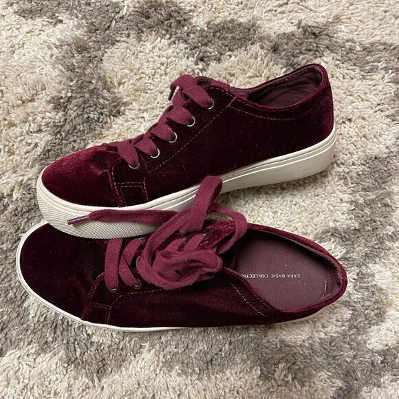 Zara velvet red sneakers - Picture 5 of 6